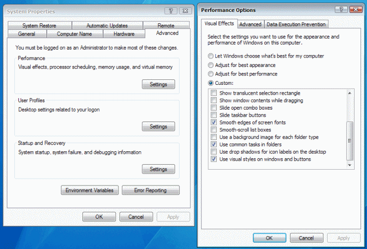 Computer Performance Vista