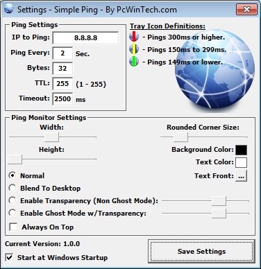 Windows 7 Simple Ping 1.0.3 full